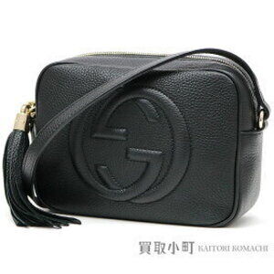 Gucci Soho Black Leather Disco Bag Tassel Interlocking GG Crossbody Fringe